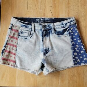 Mossimo Supply Co. Denim Shorts American Flag High Rise Stretch Cut Off Jeans